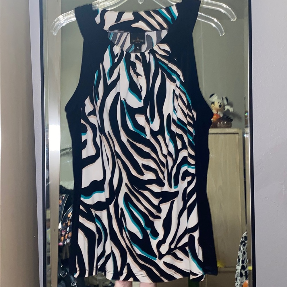 Worthington Petite Zebra Print Blouse Top